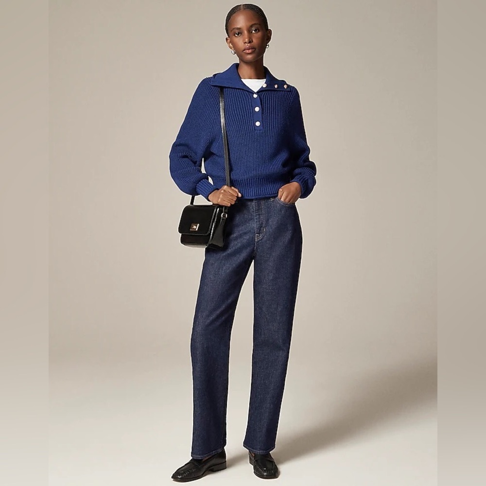 J. CREW Ribbed cotton button-collar sweater - Picture 3 of 9